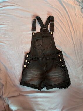 Love Tree Black Denim Short Overalls